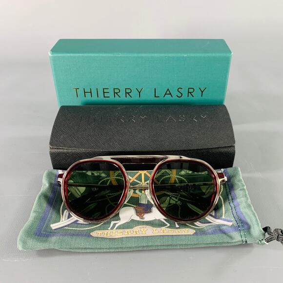 THIERRY LASRY Ghosty Red Silver Two Tone Acetate Sunglasses - Picture 7 of 7